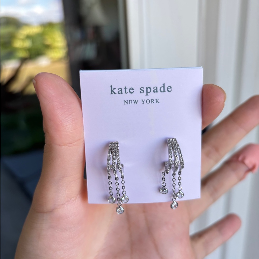 kate spade Silver Crystal Multi-Chain Drop Earrings